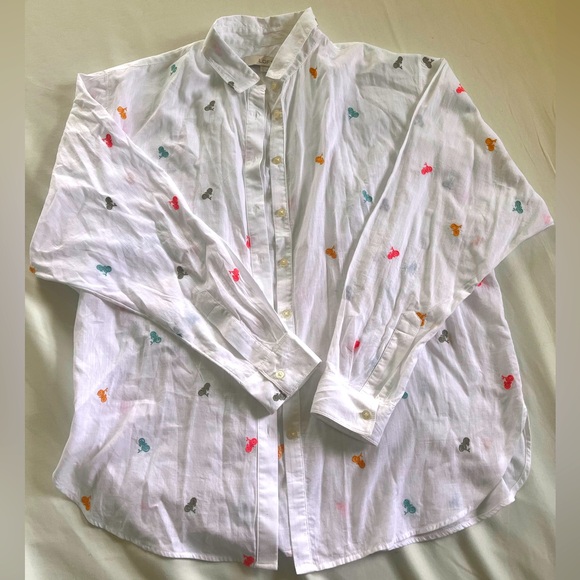 Women’s White Shirt with Multicolor bicycle  Embroidery - Picture 1 of 5